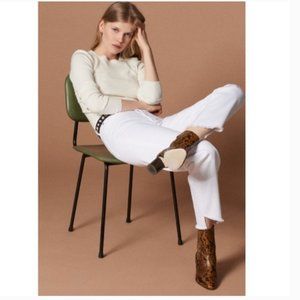 Sandro White Theater Frayed high-rise Step-hem Jeans bnwot